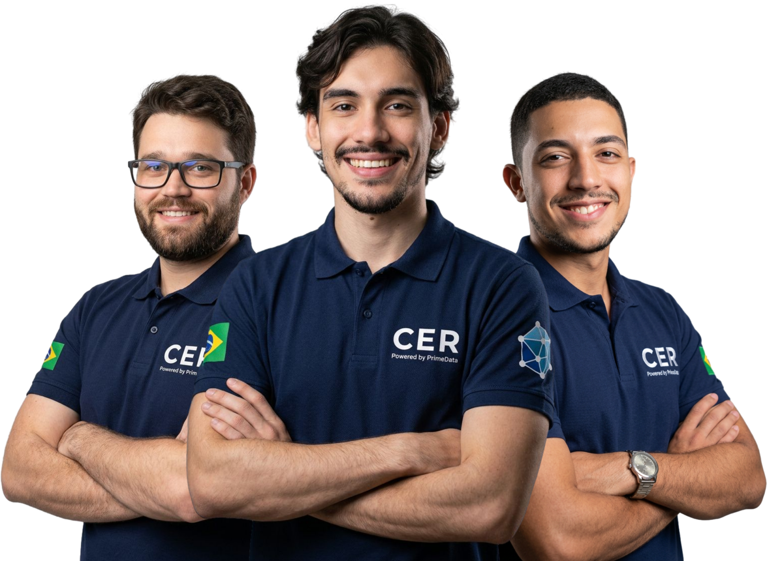 Equipe técnica do CER vestindo camisa navy CER Powered by PrimeData